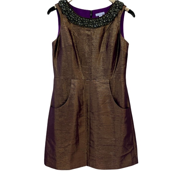 VERA WANG LAVENDER LABEL {8} Dress Metallic Crystals Beading - Picture 2 of 13